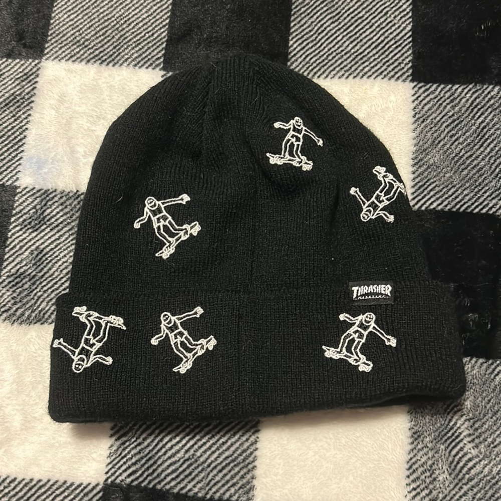 Thrasher One Size Black Beanie with a Skateboarders